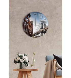 Çap37cm -  Manhattan - Dekoratif Cam Duvar Saati