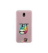 Samsung Galaxy J7 Pro ile Uyumlu Splash Tembel Hayvan Tasarımlı Şeffaf Silikon Kılıf