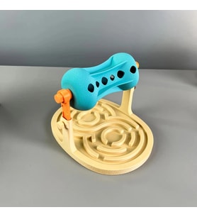3D Baskı Labirentli Köpek ve Kedi Zeka Oyuncağı Dönen Ödül Silindirli Yavaş Yeme Aktivite - Turkuaz