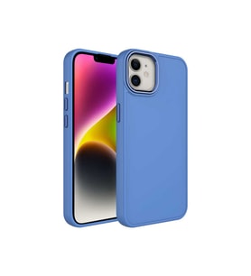 Apple iPhone 12 Uyumlu Kılıf Metal Çerçeve ve Buton Tasarımlı Silikon Zore Luna Kapak (Koyu Lila)