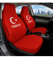 Türkiye Yazılı Oto Koltuk Kılıfı Takımı – Ay Yıldız Desenli Ön Arka Koltuk Koruyucu Penye Kumaş (Kırmızı)