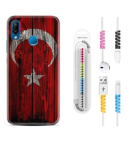 Huawei P20 Lite Mate 10 20 Lite Pro P40 Lite KılıfKablo Koruma Spiral Silikon Şanlı Türk Bayrağı 2 1317