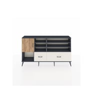 Arges Konsol 8 Raflı 2 Çekmeceli Tek Kapaklı  176x30x99 Antrasit-Çam/Aytaşı
