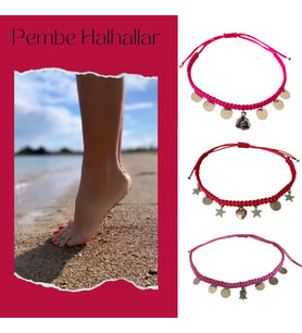 Handcraftedbyoz, Kadın, Paraşüt, Makrome El yapımı, Pembe Halhal (Pembe)