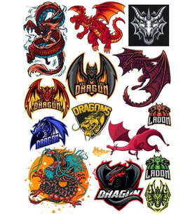 Dragon Ejderha Sticker Set-13 14 Parça Telefon, Tablet, Defter, Laptop Sticker