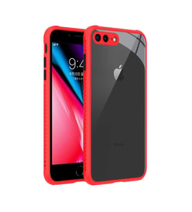 Uyumlu Model Apple iPhone 7 Plus Kılıf Kenar Renkli Sararmaz Şeffaf Kapak (Kırmızı)