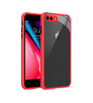 Uyumlu Model Apple iPhone 7 Plus Kılıf Kenar Renkli Sararmaz Şeffaf Kapak (Kırmızı)