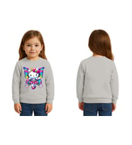 Unisex Hello Kity Baskılı Çocuk Swaetshirt 3 İplik Şardonlu (Gri)