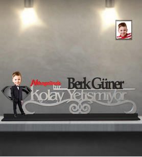 Kişiye Özel Erkek Çocuk Karikatürlü  Kolay Yetişmiyor Ahşap Biblo Model-1