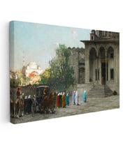 Kanvas Tablo Osmanlı Cami Avlusu Sahnesi Osmanlı Tablosu Ev Ofis Duvar Dekoru