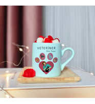 Veteriner Tasarımlı Kişiye Özel Yeşil Türk Kahvesi Fincanı