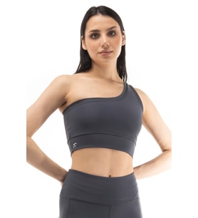 Straight Gri Kadın Crop Tek Omuz Spor Büstiyer
