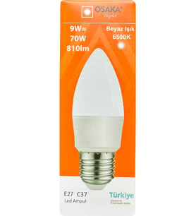 (1 Adet) Osaka 9W (70W) Beyaz Işık E27 Duylu (Kalın Duy) Led Ampul