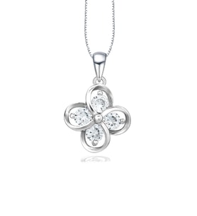 Luck Serisi Flower Dört Tektaş Yonca Model Gümüş Kadın Kolye