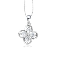 Luck Serisi Flower Dört Tektaş Yonca Model Gümüş Kadın Kolye