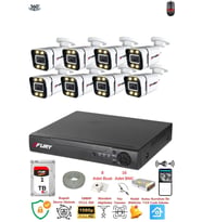 FURY 8 Kameralı Full Hd Gece Renkli - Su Geçirmez Ultra Led Güvenlik Kamerası Seti 1TB