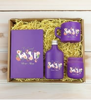 BK Gift Kişiye Özel İsimli DTF Anne Temalı Mor Defter & Kahve Fincanı & Kolonya & Mum Hediye Seti-4, Anneye Hediye, Anneler Günü Hediyesi