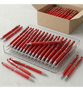 BK Kurumsal Promosyon 1022 Metal Kırmızı Touchpen Kalem(10 Adet) – Lazer Baskılı Logolu Tükenmez Kalem