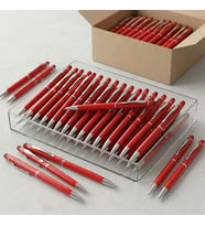 BK Kurumsal Promosyon 1022 Metal Kırmızı Touchpen Kalem(10 Adet) – Lazer Baskılı Logolu Tükenmez Kalem