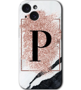 İphone 15 Kılıf HD Desen Baskılı Kılıf - Pembe Mermer Desenli P Harfi