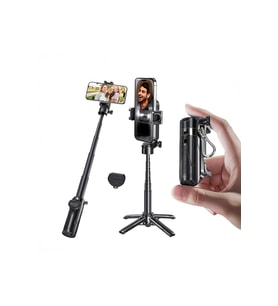 360 Derece Dönebilen Kumandalı Selfie Çubuğu ve Tripod Siyah