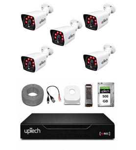 UPTECH 5 Kameralı Güvenlik Kamera Seti 2MP 1080P Full HD 6 Atom LED Gece Görüşlü 500GB HDD 5525