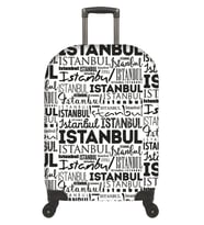 (My#79 İstanbul Yazılar) VALİZ İÇİN KILIF (Beyaz)