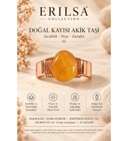 Sertifikalı Kayısı Akik Taşı Doğal Taş Yüzük Bakır Kasa Ayarlanabilir El İşçiliği