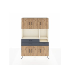 Arges Dolap 9 Raflı 3 Çekmeceli 6 Kapaklı 132x30x195 Aytaşı-Çam/Antrasit