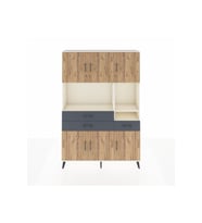 Arges Dolap 9 Raflı 3 Çekmeceli 6 Kapaklı 132x30x195 Aytaşı-Çam/Antrasit