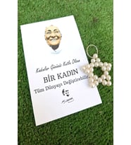 10 Adet Kadınlar Günü Zübeyde Hanım Kartlı İnci Yıldız Anahtarlık - Kadınlar Günü Hediyesi Jelatinli