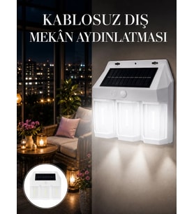 Dış Mekan Solar Duvar Lambası – 120° Hareket Algılama 3 Işık Modu Yeni Nesil