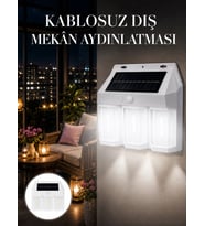 Dış Mekan Solar Duvar Lambası – 120° Hareket Algılama 3 Işık Modu Yeni Nesil