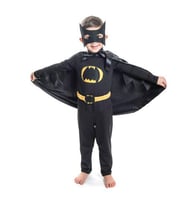 Batman Çocuk Kostümü - Maskeli Pelerinli Batman Kostümü - Kanatlı Model Kara Şimşek (Siyah)