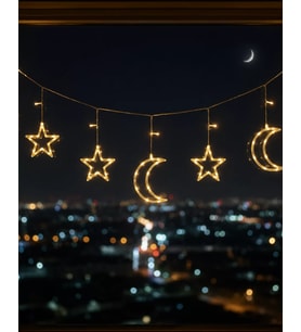 Büyük Ay Yıldız LED Ramazan Süsü Sıcak Beyaz Dekoratif Işık