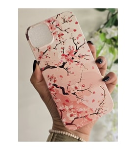 Iphone 14 PLUS / 15 PLUS Uyumlu Sanatsal Çiçekler Desenli Şeffaf Telefon Kılıfı