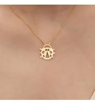 Kişiye Özel 925 Ayar Gümüş Uğur Böceği Figürlü Kolye (Gold)