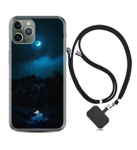 Apple iPhone 11 12 13 14 Pro Max Kılıf Boyun Askılı Silikon Gece 1633