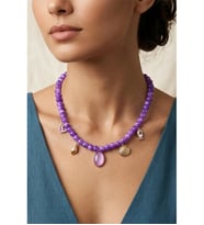 MOR BEYAZ ALAÇATI CAM BONCUK SEA SHELL CHARM KOLYE