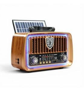 Nostaljik Solar Güneş Panelli Radyo,Ledli Bluetooth Nostalji Radyo