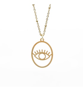 Chavin Gold Yuvarlak İçinde Göz Bayan Çelik Kolye et52sr