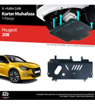 S-Dizayn Peugeot 208 Çelik Karter Muhafaza 2019 Üzeri A+ Kalite (Karışık)