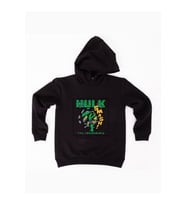 Hulk baskılı kapüşonlu pamuklu kumaş çocuk sweatshirt (Siyah)