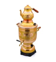 6 Litre 220v Elektrikli Işlemeli Bakır Semaver (Gold)