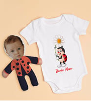 BK Kids Kişiye Özel Fotoğraflı Bebek Yastık ve Bebek Body Zıbın Hediye Seti - Model 25