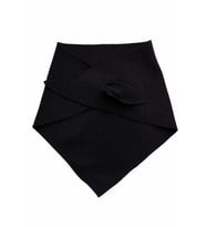 Triko Üçgen Kadın Geçmeli Boyunluk Atkı Fular Yumuşak Dokulu Kışlık Şık Aksesuar (Siyah)