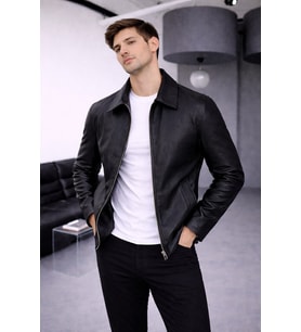 Zamansız Stil Şık Basic Deri Ceket (Siyah)