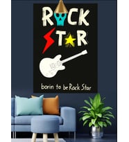 Rock Star Gitar Afişi Dekoratif Kanvas - Mdf Ahşap Tablo