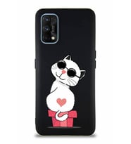 Realme 7 Pro Soft Premier Kapak Coolcat Tasarımlı Silikon Kılıf - Siyah (Şeffaf)