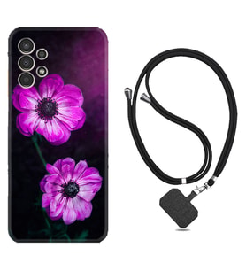 Samsung Galaxy M14 Kılıf Resimli Boyun Askılı İpli Desenli Silikon Series Çiçekler 1869